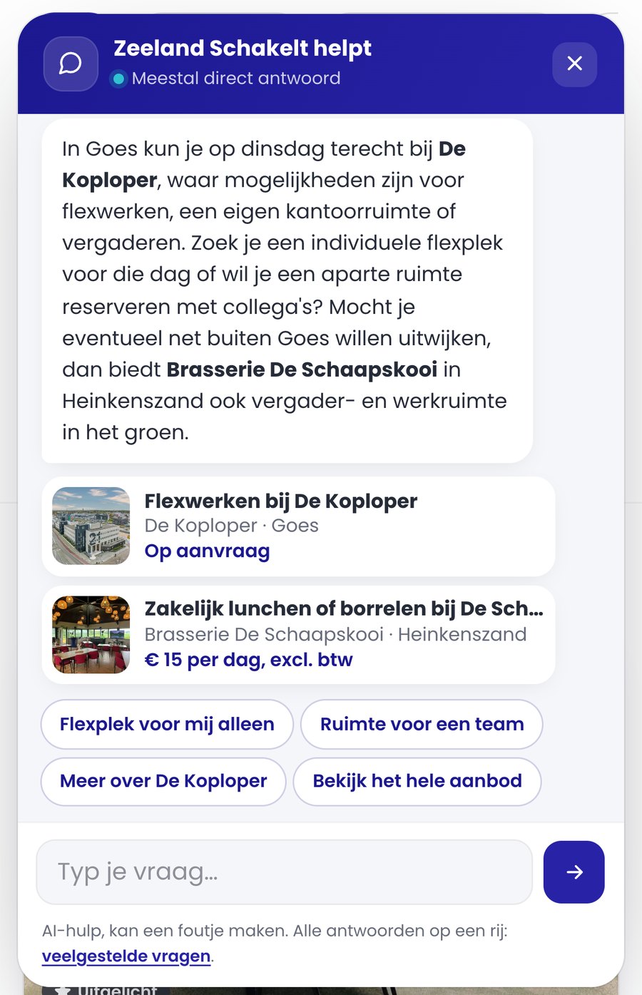 Scherm van Zeeland Schakelt: Vraag het het reismaatje
